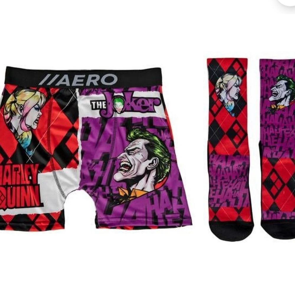Aeropostale Harley Quinn & Joker Boxer Briefs & Crew Sock Set